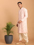 Vastramay Men's Pink Mirror Kurta Dhoti Set